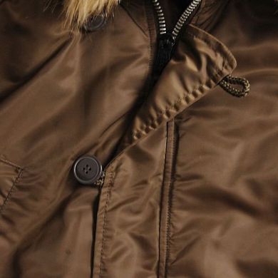 Теплая зимняя мужская куртка Alpha Industries Slim Fit N-3B Brown/Red XXL - оригинал