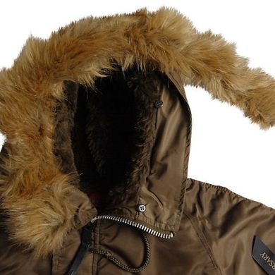 Теплая зимняя мужская куртка Alpha Industries Slim Fit N-3B Brown/Red XXL - оригинал