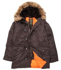 Мужская оригинальная куртка Alpha Industries Slim Fit N-3B Deep Brown/Orange XS утепленная