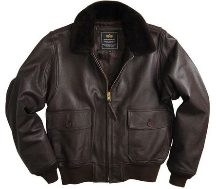 Теплая мужская куртка-пилот Alpha Industries G-1 Leather Brown S - оригинал